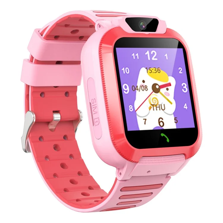 Reloj inteligente para niños DH11 de 1.44 pulgadas con pantalla táctil, WiFi, rastreador de posición LBS, llamada de video SOS y pulsera - Rosa
