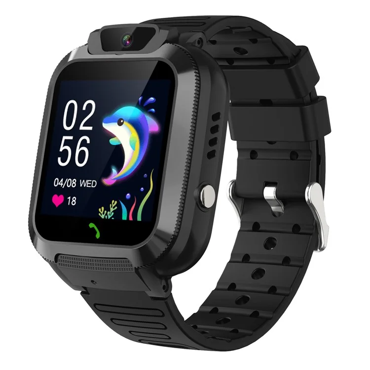 DH11 Reloj inteligente para niños de 1,44 pulgadas con pantalla táctil, 4G, WiFi, rastreador de posición LBS, SOS y videollamada - Negro