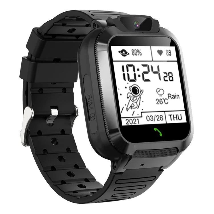 DH11 Reloj inteligente para niños de 1,44 pulgadas con pantalla táctil, 4G, WiFi, rastreador de posición LBS, SOS y videollamada - Negro