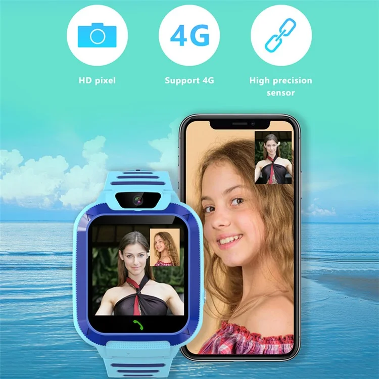 DH11 Reloj inteligente para niños de 1,44 pulgadas con pantalla táctil, 4G, WiFi, rastreador de posición LBS, SOS y videollamada - Negro
