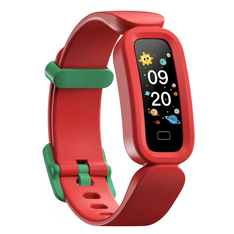 S90 0.96" Single Point Touch Smart Watch IP67 Waterproof Kids Bracelet with Heart Rate Sleep Monitoring - Rosso