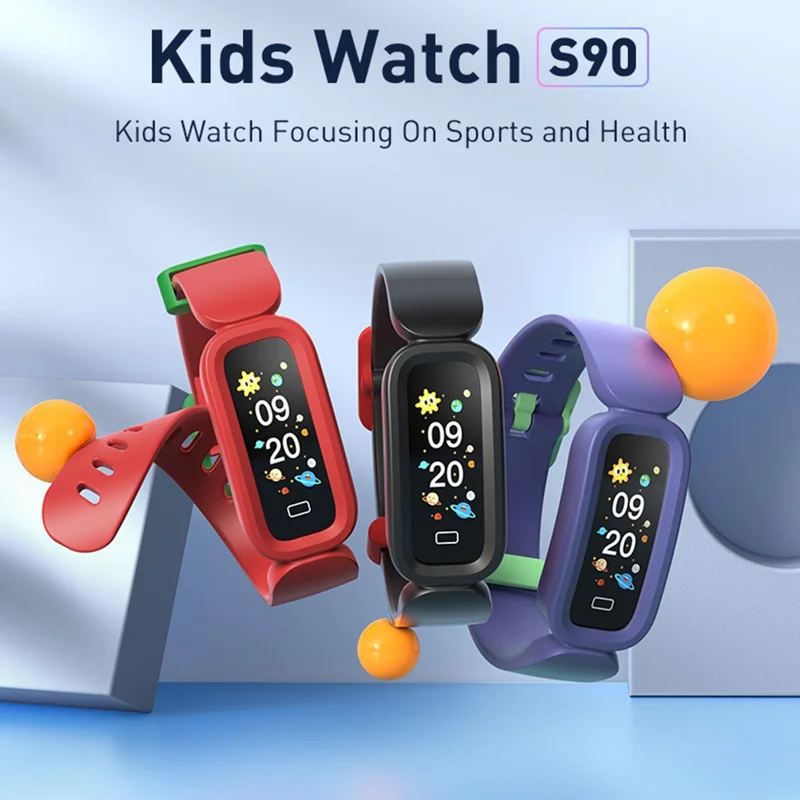 S90 0.96" Single Point Touch Smart Watch IP67 Waterproof Kids Bracelet with Heart Rate Sleep Monitoring - Rosso