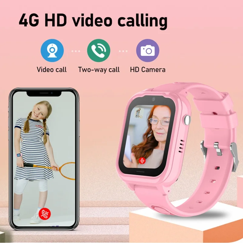 D38 4G Kids Smart Watch Children GPS Tracker Voice Call SOS Function Alarm Clock Android 4.4 Phone Watch - Pink