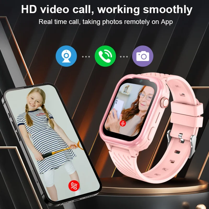 D39 Children GPS Tracker Watch Video Call 1.83-Inch Screen Android 8.1 Kids Phone Smart Watch - Black