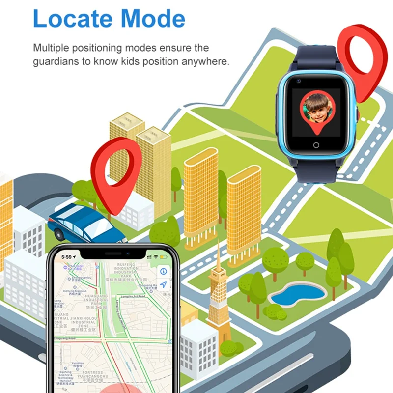 D31 Android 8.1 4G 1+8G Phone Watch Children GPS Tracker Voice Call SOS Function Kids Smart Watch - Blue