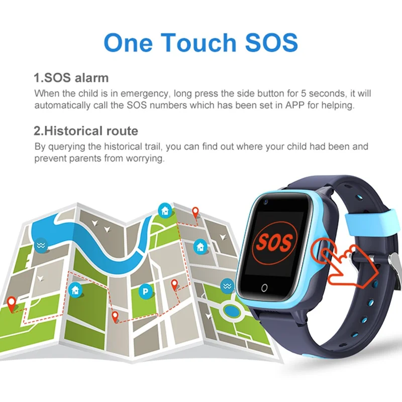 D31 Android 8.1 4G 1+8G Phone Watch Children GPS Tracker Voice Call SOS Function Kids Smart Watch - Blue