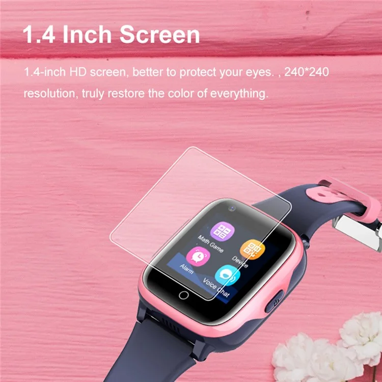Montre intelligente 4G pour enfants D31-C à faible consommation, appel vidéo HD, chat vocal SOS - Noir