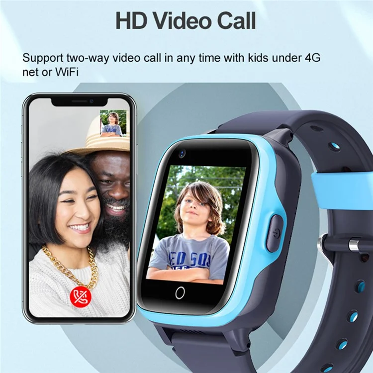 Montre intelligente 4G pour enfants D31-C à faible consommation, appel vidéo HD, chat vocal SOS - Noir