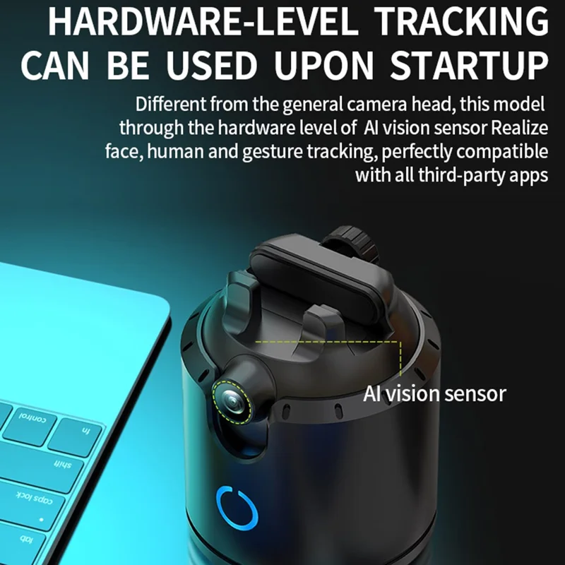 Caméra de suivi à double axe de reconnaissance des gestes IA P7 pour téléphones portables et tablettes - Noir