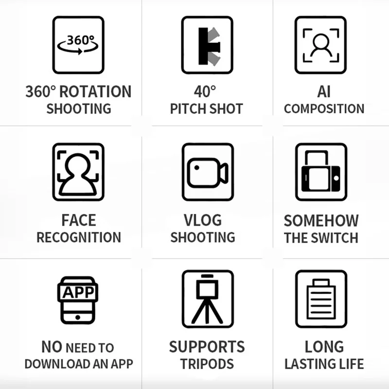 P7 AI Gesture Recognition Dual-Axis Tracking Gimbal Camera for Cell Phones, Tablets - White