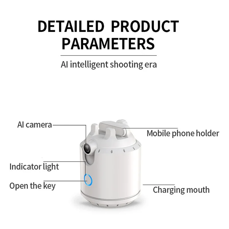 P7 AI Gesture Recognition Dual-Axis Tracking Gimbal Camera for Cell Phones, Tablets - White