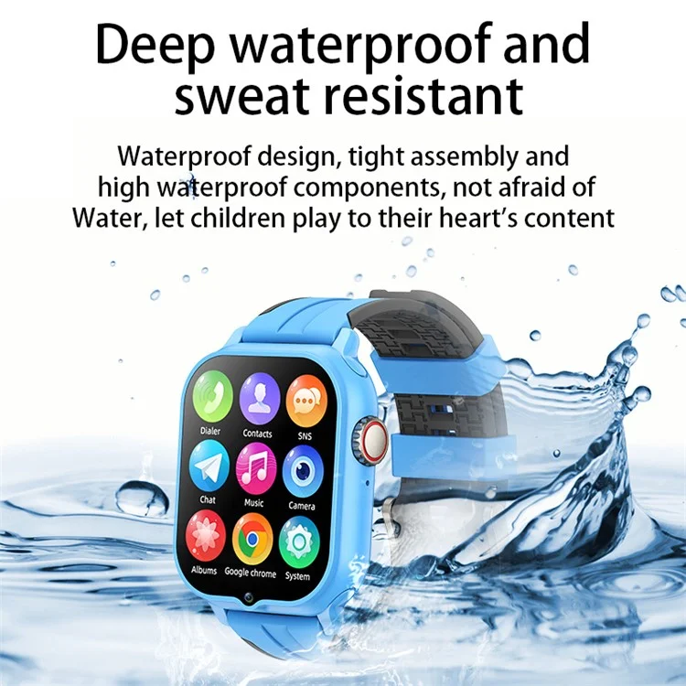 Montre connectée intelligente T9 avec écran de 1,89 pouces, SOS 4G SIM 2 Go+32 Go, pour enfants - Noir