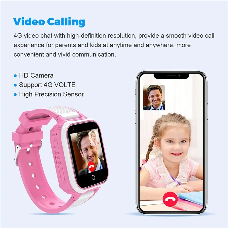 DH9S 1.4-inch Kids 4G Smart Watch Video Calling SOS GPS Positioning Camera Watch, European Version - Pink