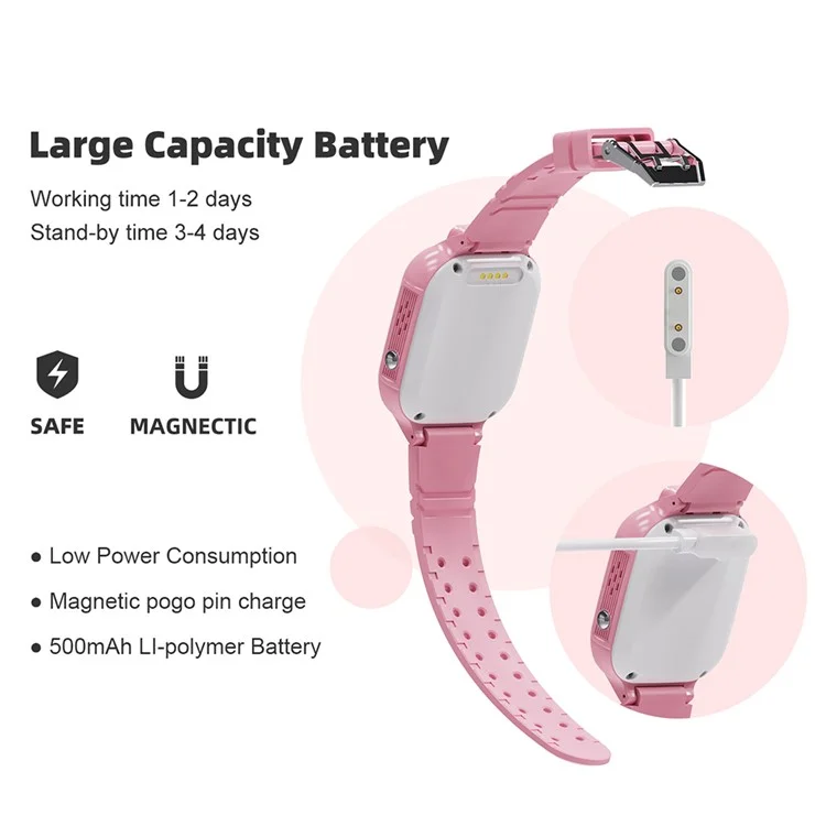 DH15 1.4-Inch Screen Voice Call Kids Smart Bracelet SOS 4G Phone Watch for Children - Pink