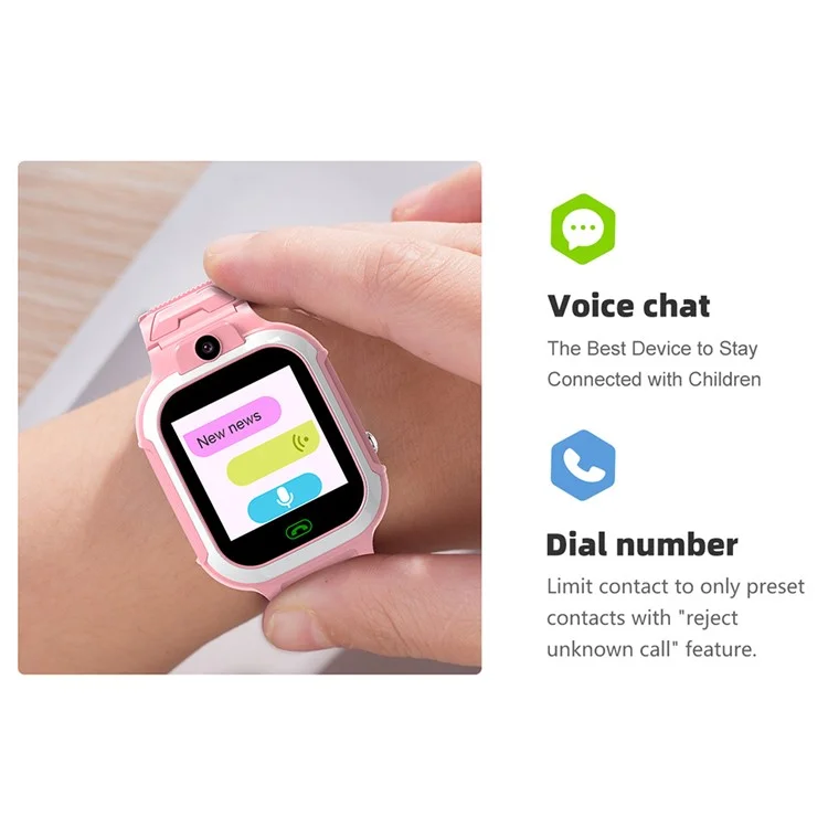 DH15 1.4-Inch Screen Voice Call Kids Smart Bracelet SOS 4G Phone Watch for Children - Pink