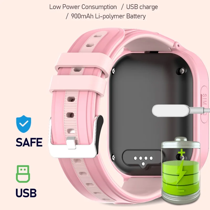 DH02 1.85-inch Kids 4G Smart Watch 1+8G Video Calling SOS Children Camera Watch - Pink