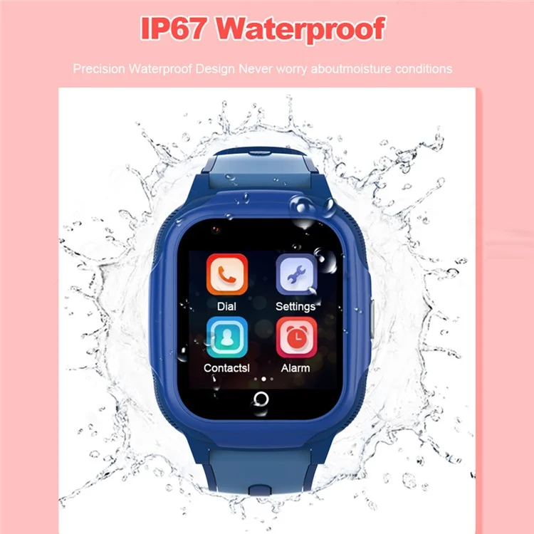 DH03 4G 1.44-inch Screen Kids Smart Watch 1+8G Safe GPS Tracker Watch with SOS Alerts - Pink