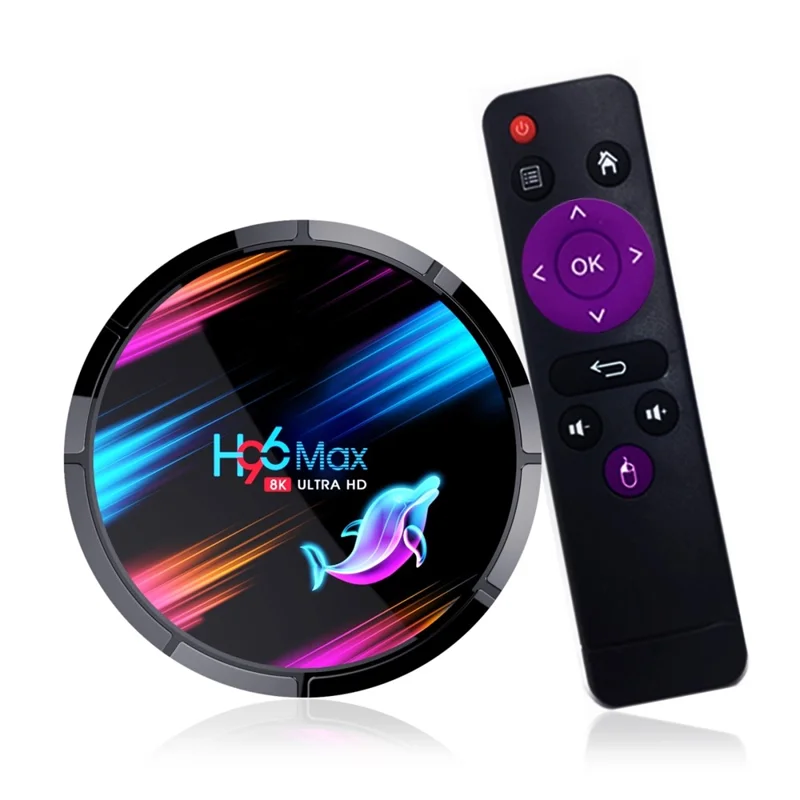 H96 Max X3 8K TV Box Android 9.0 4GB RAM 128GB ROM Amlogic S905X3 Set Top Box with Dual Band Wi-Fi  - UK Plug