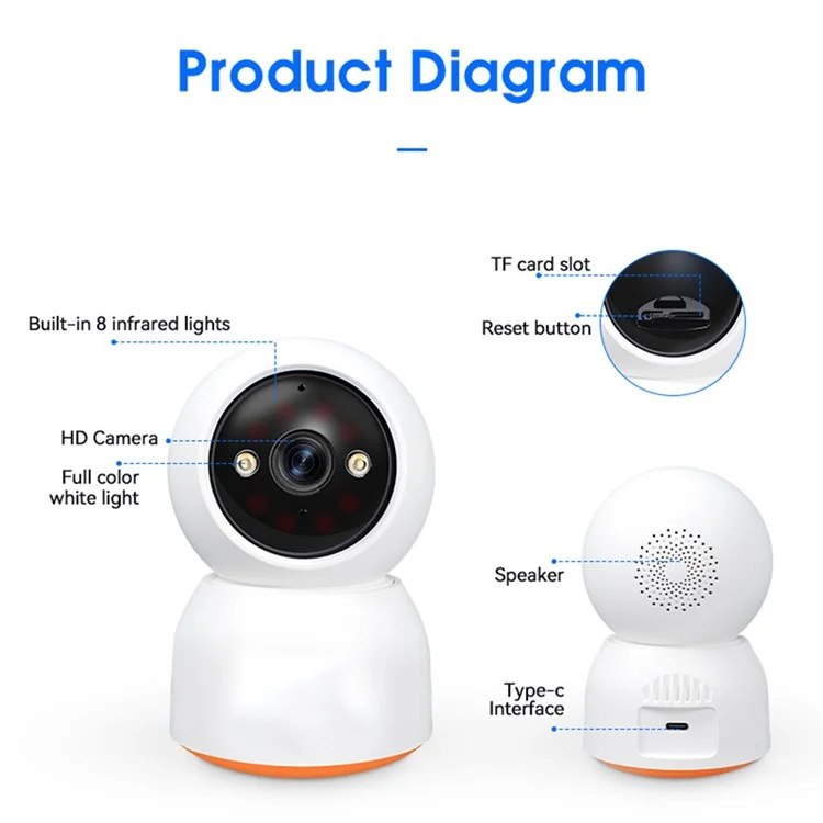 P211 Audio Call WiFi Security Camera 2MP Pet Baby Monitor Motion Detection Camera