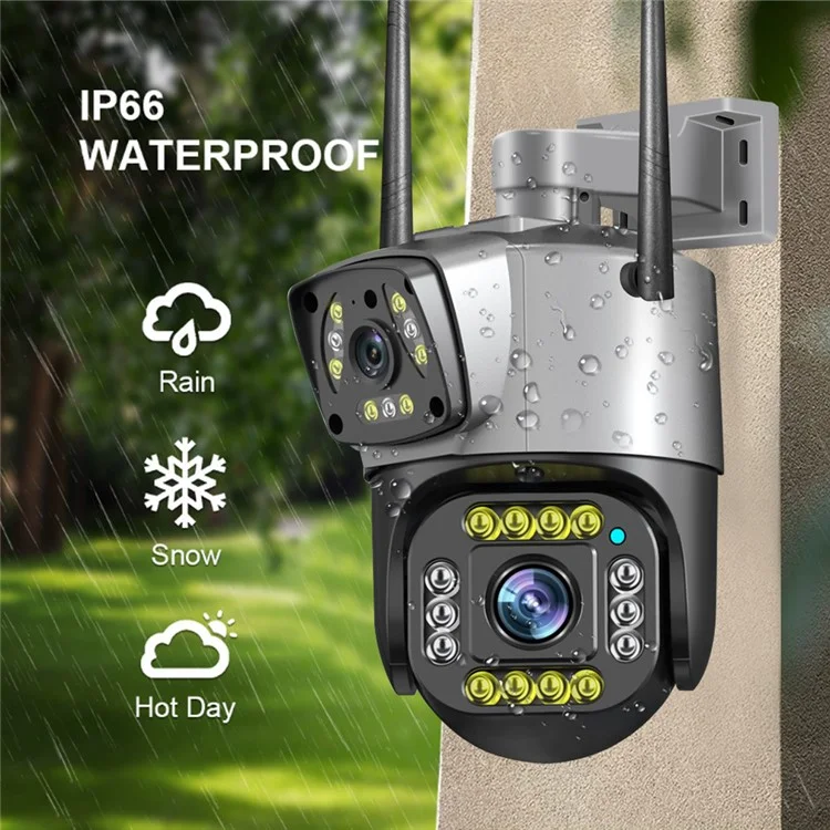 V380 WiFi 6MP Dual Lens Camera Motion Detection Alarm Waterproof Home Outdoor Security Camera - UK Plug
