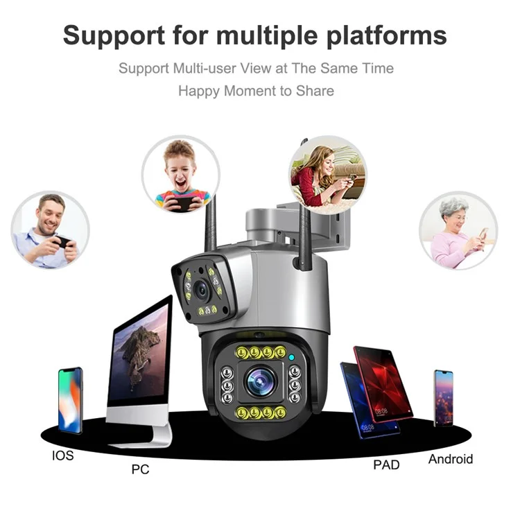 V380 WiFi 6MP Dual Lens Camera Motion Detection Alarm Waterproof Home Outdoor Security Camera - UK Plug