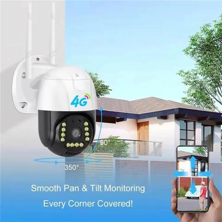 V380-P12-4G 3.0MP Camera Night Vision 4G APP Remote Monitoring Outdoor Home Security IP Camera, No Memory Card - US Plug