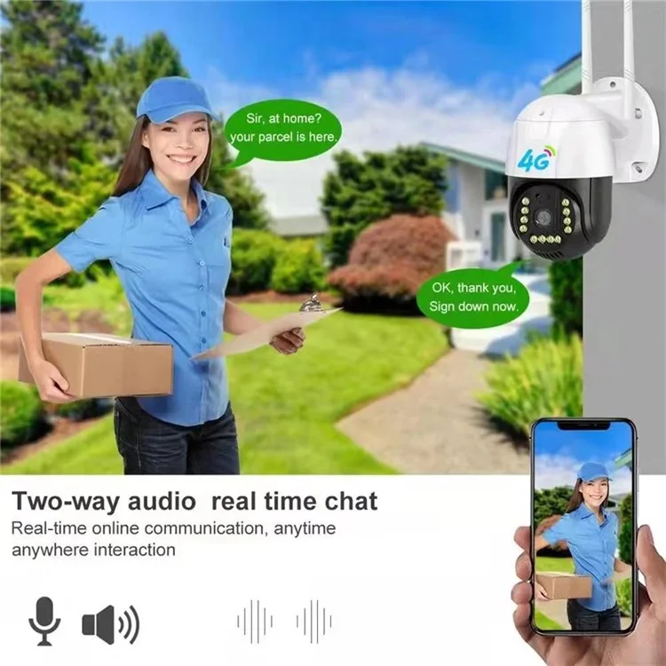 V380-P12-4G 3.0MP Camera Night Vision 4G APP Remote Monitoring Outdoor Home Security IP Camera, No Memory Card - US Plug
