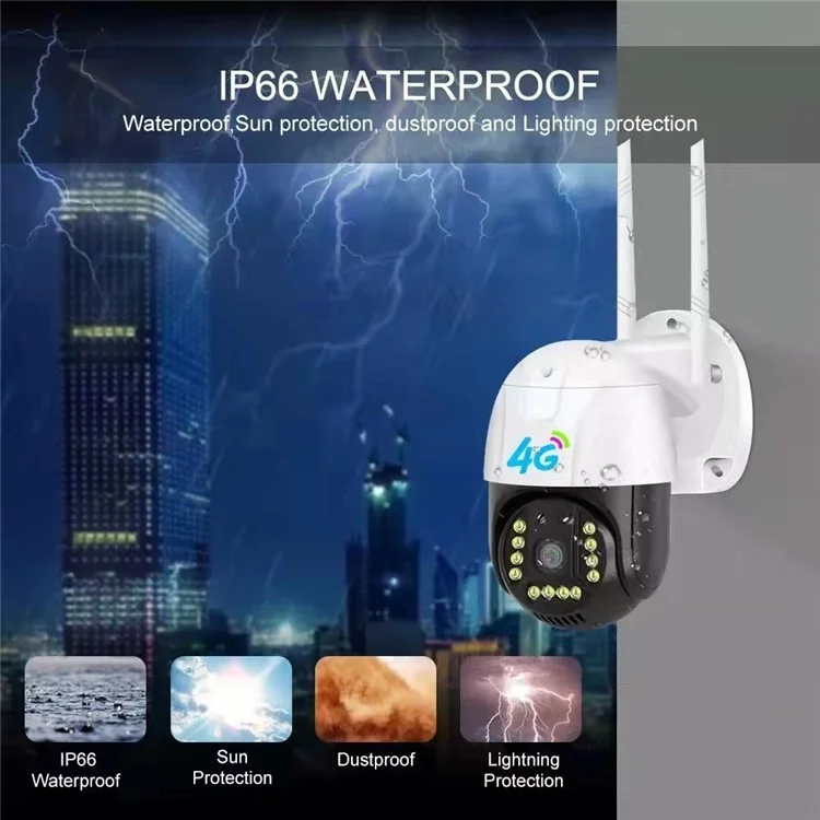 V380-P12-4G 3.0MP Camera Night Vision 4G APP Remote Monitoring Outdoor Home Security IP Camera, No Memory Card - US Plug