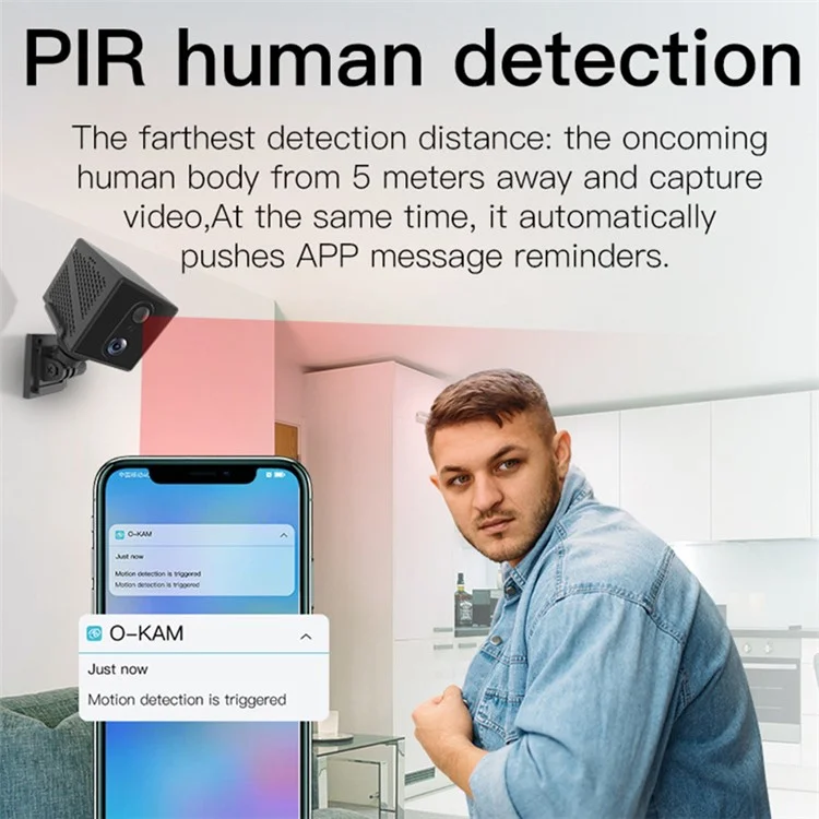 4G 3MP Home Security Camera Wireless Two-Way Talk Night Vision Camera (APP: Okam), No Memory Card