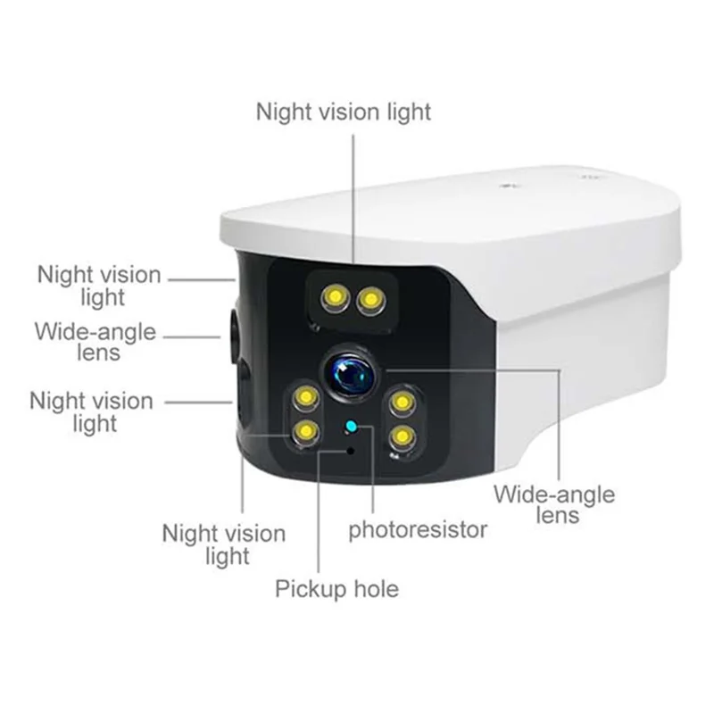 WiFi 180-Degree Wide Angle Dual Lens Camera Motion Detection Alarm Home Security Camera, No Memory Card - AU Plug