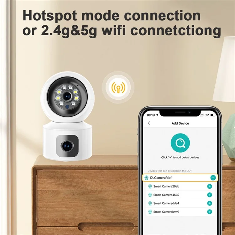 4MP Dual Lens Baby Monitor Ball Camera 4X Digital Zoom Two-Way Audio Night Vision Camera - EU Plug