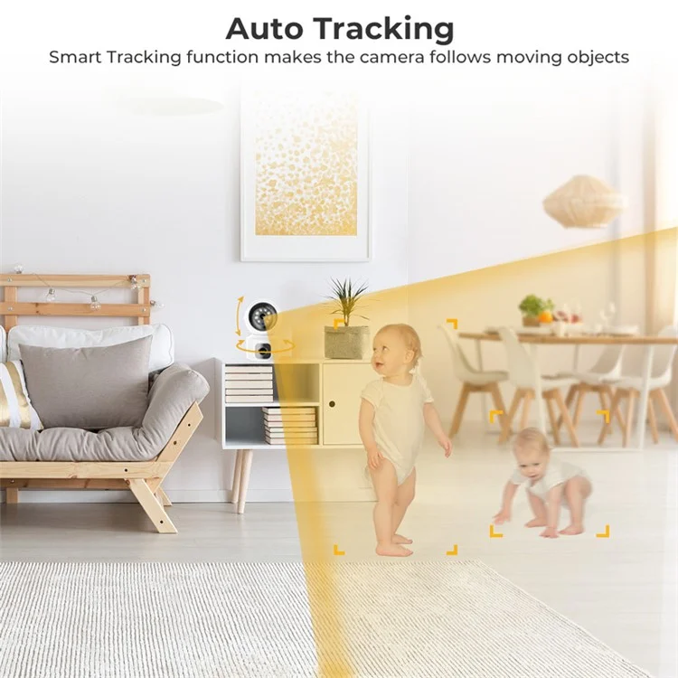 4MP Dual Lens Baby Monitor Ball Camera 4X Digital Zoom Two-Way Audio Night Vision Camera - EU Plug