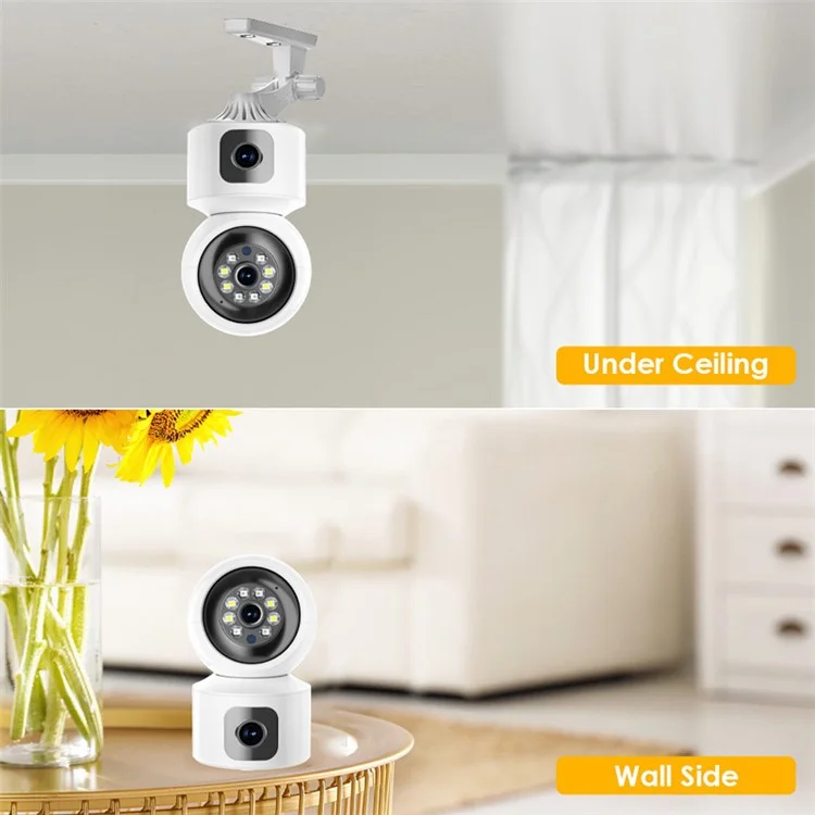 4MP Dual Lens Baby Monitor Ball Camera 4X Digital Zoom Two-Way Audio Night Vision Camera - EU Plug