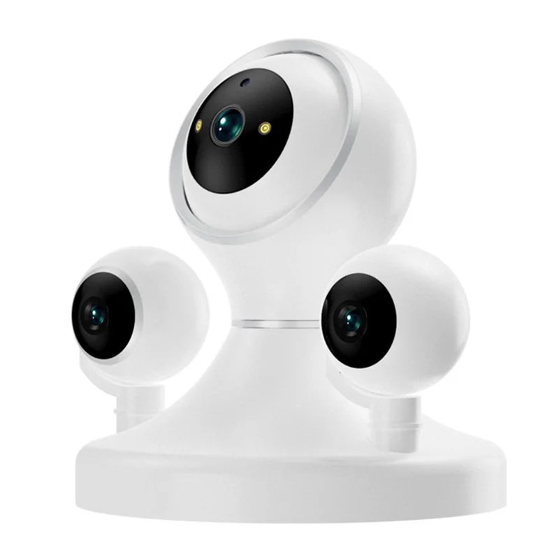 HD WiFi Camera Motion Detection Night Vision 3-Lens Home Security Camera, No Memory Card - EU Plug