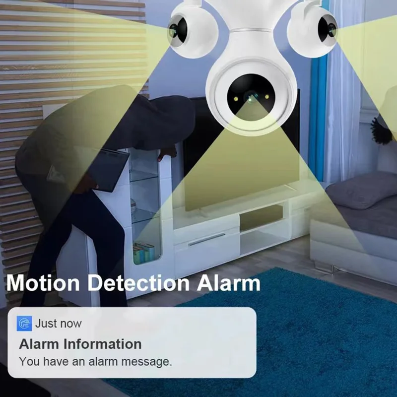 HD WiFi Camera Motion Detection Night Vision 3-Lens Home Security Camera, No Memory Card - EU Plug