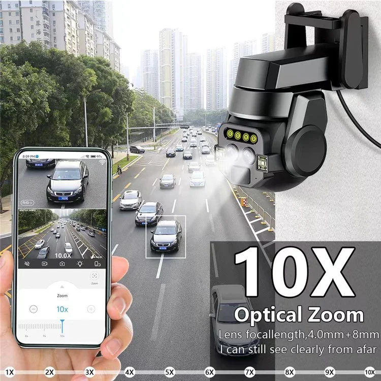 10X Digital Zoom Dual Lens Night Vision Wireless WiFi CCTV Surveillance Camera (No Memory Card) - US Plug