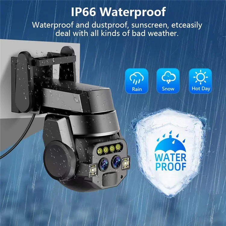 10X Digital Zoom Dual Lens Night Vision Wireless WiFi CCTV Surveillance Camera (No Memory Card) - US Plug