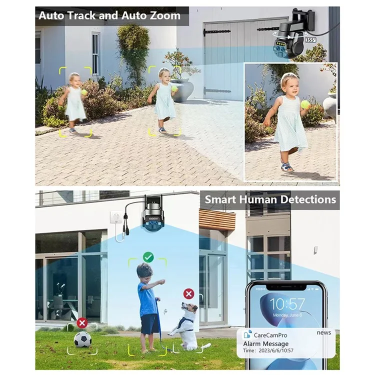 10X Digital Zoom Dual Lens Night Vision Wireless WiFi CCTV Surveillance Camera (No Memory Card) - US Plug
