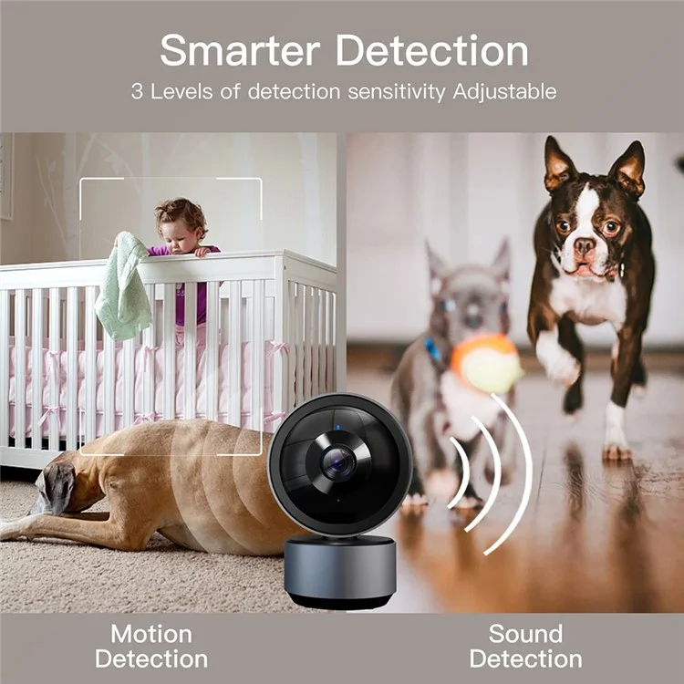Câmera de Segurança Doméstica para Animais de Estimação e Bebês Tuya HD WiFi, com Visão Noturna e Função de Áudio Bidirecional - Plugue dos EUA