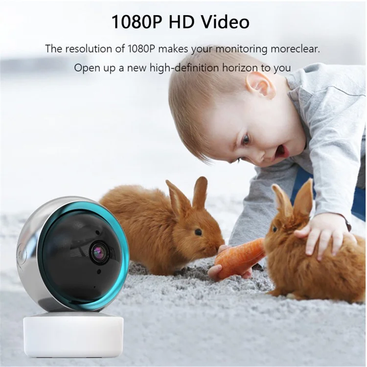 Câmera de Segurança Doméstica para Animais de Estimação e Bebês Tuya HD WiFi, com Visão Noturna e Função de Áudio Bidirecional - Plugue dos EUA