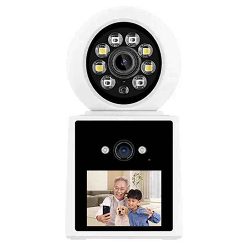 Caméra de sécurité domestique vidéo Dual Lens Phone App Monitoring Indoor HD Camera (sans carte mémoire) - Prise US