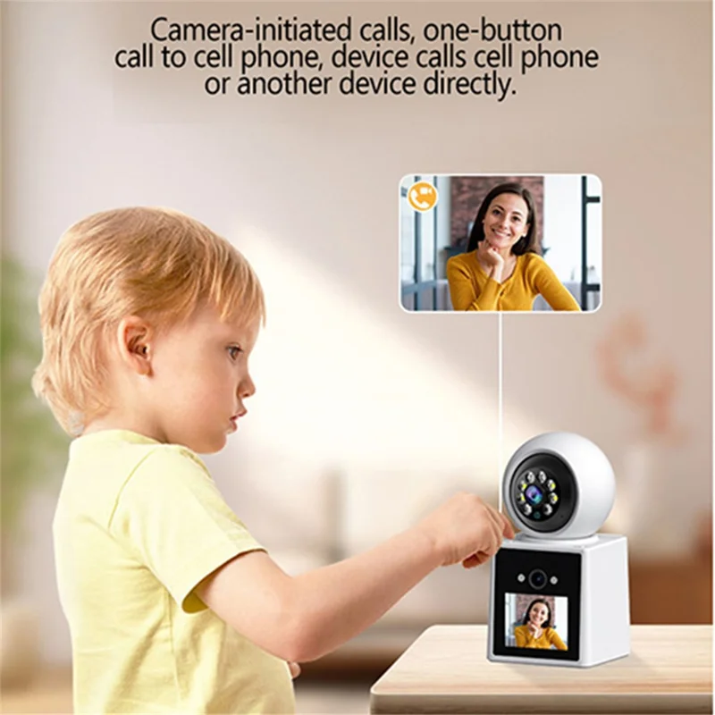 Caméra de sécurité domestique vidéo Dual Lens Phone App Monitoring Indoor HD Camera (sans carte mémoire) - Prise US
