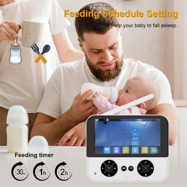C5X 4.3-inch IPS Screen Baby Monitor 2 Way Voice 355-Degree Rotation Baby Security HD Video Camera - US Plug