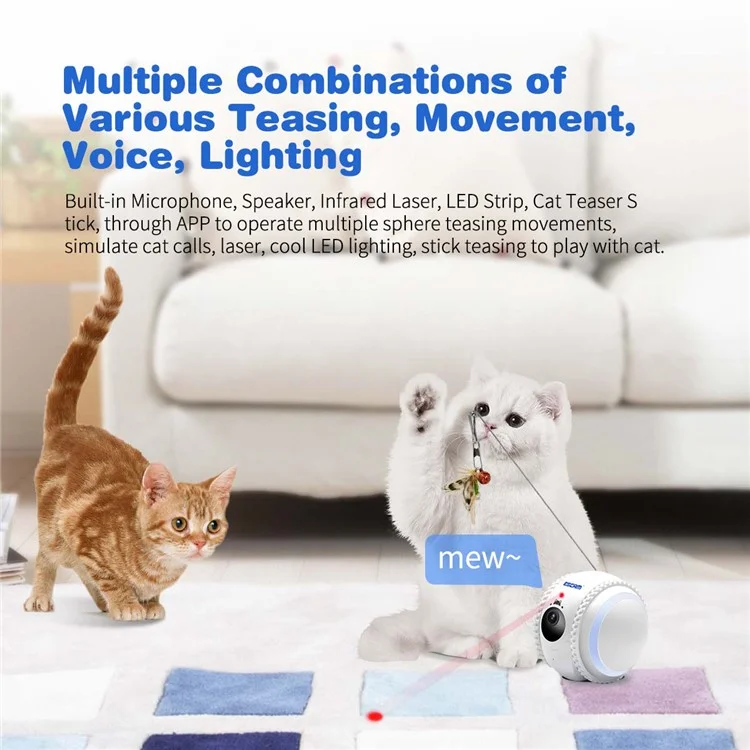 ESCAM QF011 2MP Câmera Robô Inteligente para Animais de Estimação Versão Noturna Design Tumbler para Gatos e Cães - Plug EUA