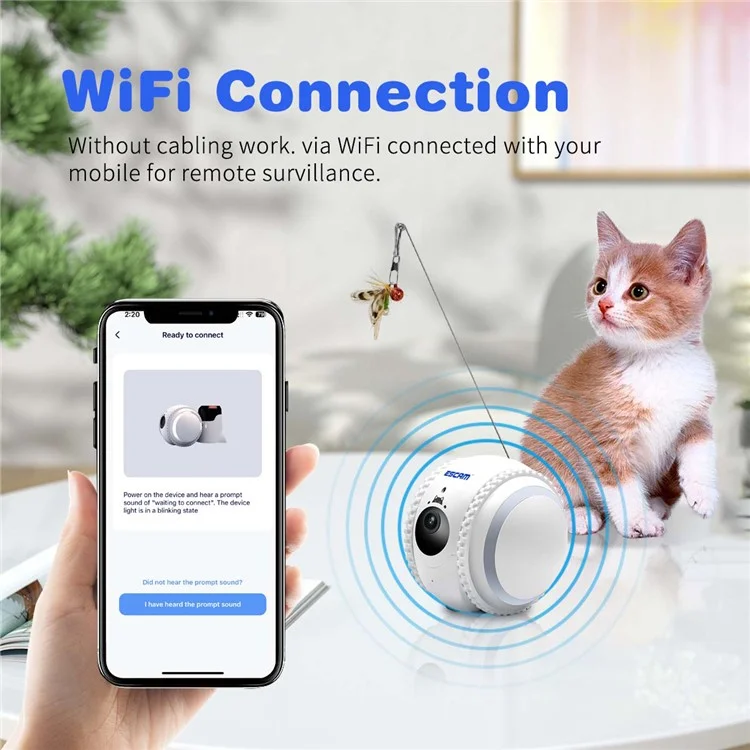 ESCAM QF011 2MP Câmera Robô Inteligente para Animais de Estimação Versão Noturna Design Tumbler para Gatos e Cães - Plug EUA