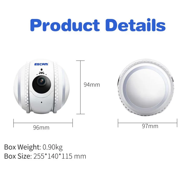 ESCAM QF011 2MP Smart Pet Robot Camera Night Version Tumbler Design Cat Dog Tracking Camera - AU Plug