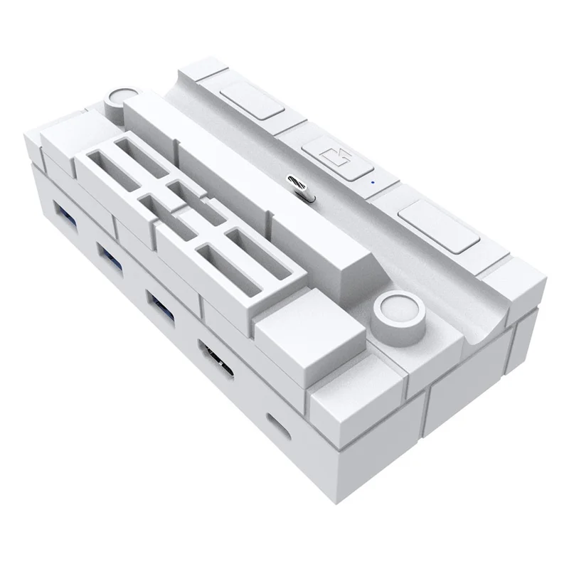 TOPWOLF HS-SW480 For Nintendo Switch / Switch OLED Game Console Charging Dock TV Video Converter Base Game Card Holder - White