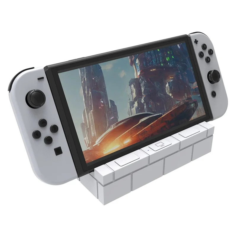 TOPWOLF HS-SW480 For Nintendo Switch / Switch OLED Game Console Charging Dock TV Video Converter Base Game Card Holder - White