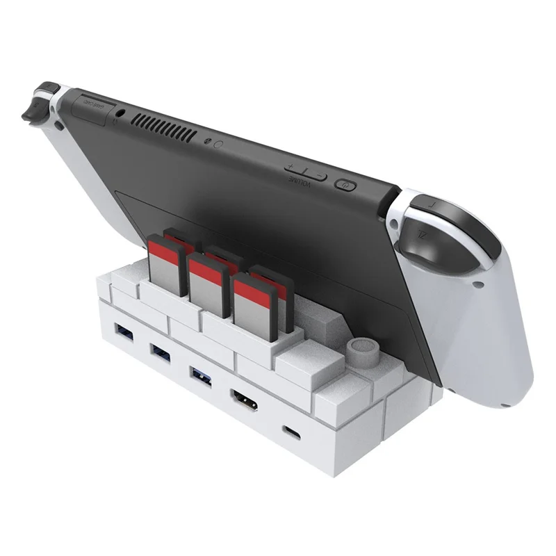 TOPWOLF HS-SW480 For Nintendo Switch / Switch OLED Game Console Charging Dock TV Video Converter Base Game Card Holder - White