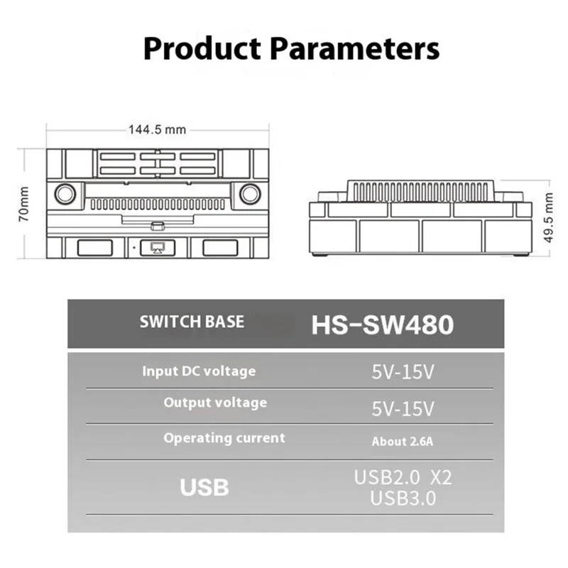 TOPWOLF HS-SW480 For Nintendo Switch / Switch OLED Game Console Charging Dock TV Video Converter Base Game Card Holder - White